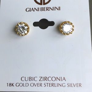 NWT Giani Bernini Sterling Silver Cubic Zirconia Crown Stud Earrings
